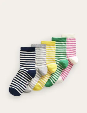 5-Pack Ankle Socks-Breton Stripe