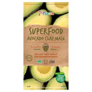 7th Heaven Superfood Avocado Clay Mask, Brightening and Exfoliating Mask with Avocado and Walnut for a Deep Pore Cleanse - Suitable for All Skin Types, 10g