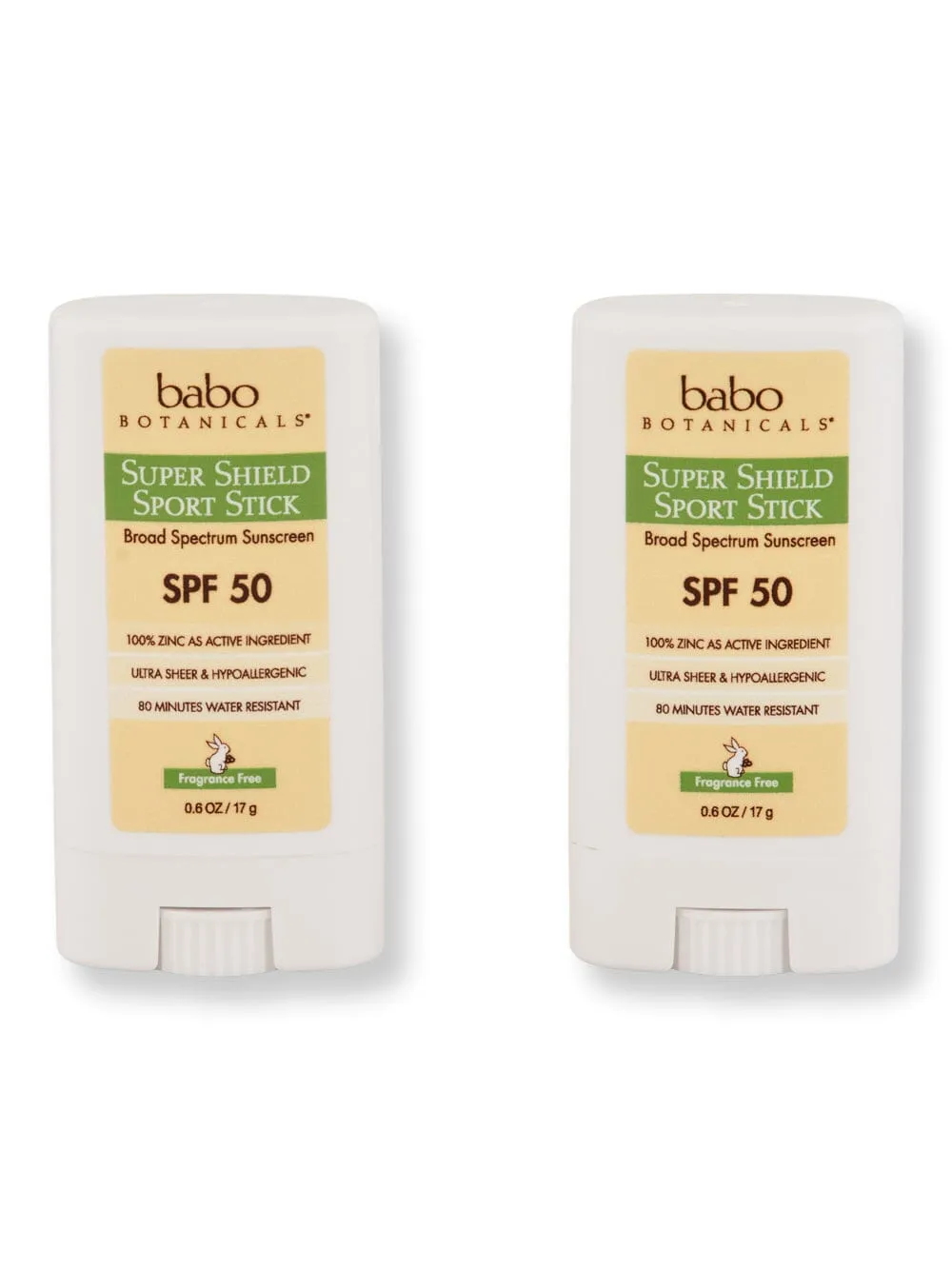 Babo Botanicals Super Shield Sport Stick Sunscreen SPF 50 2 Ct .6 oz