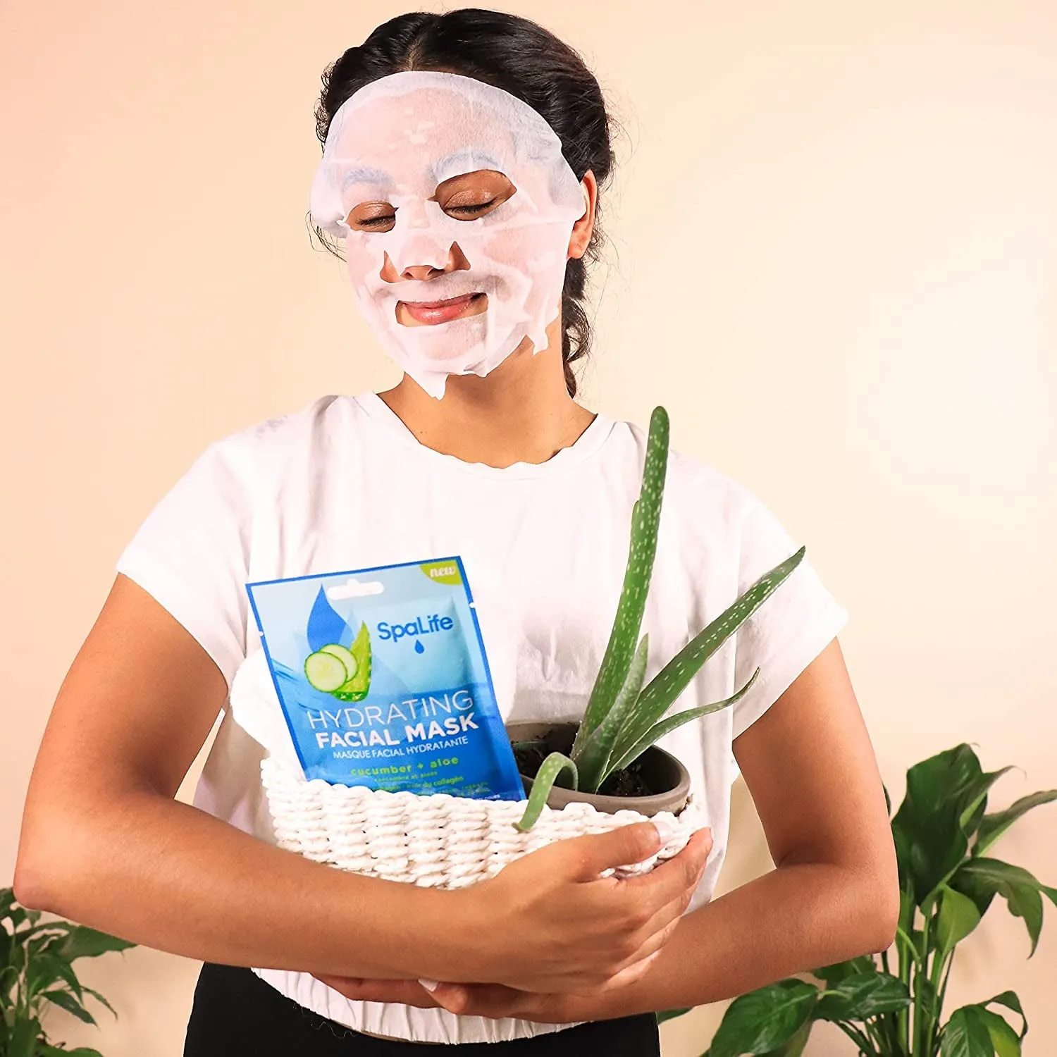 SpaLife Hydrating, Purifying, Anti-Aging, Detoxifying and Soothing Korean Facial Masks with Cucumber and Aloe, 10 Pack