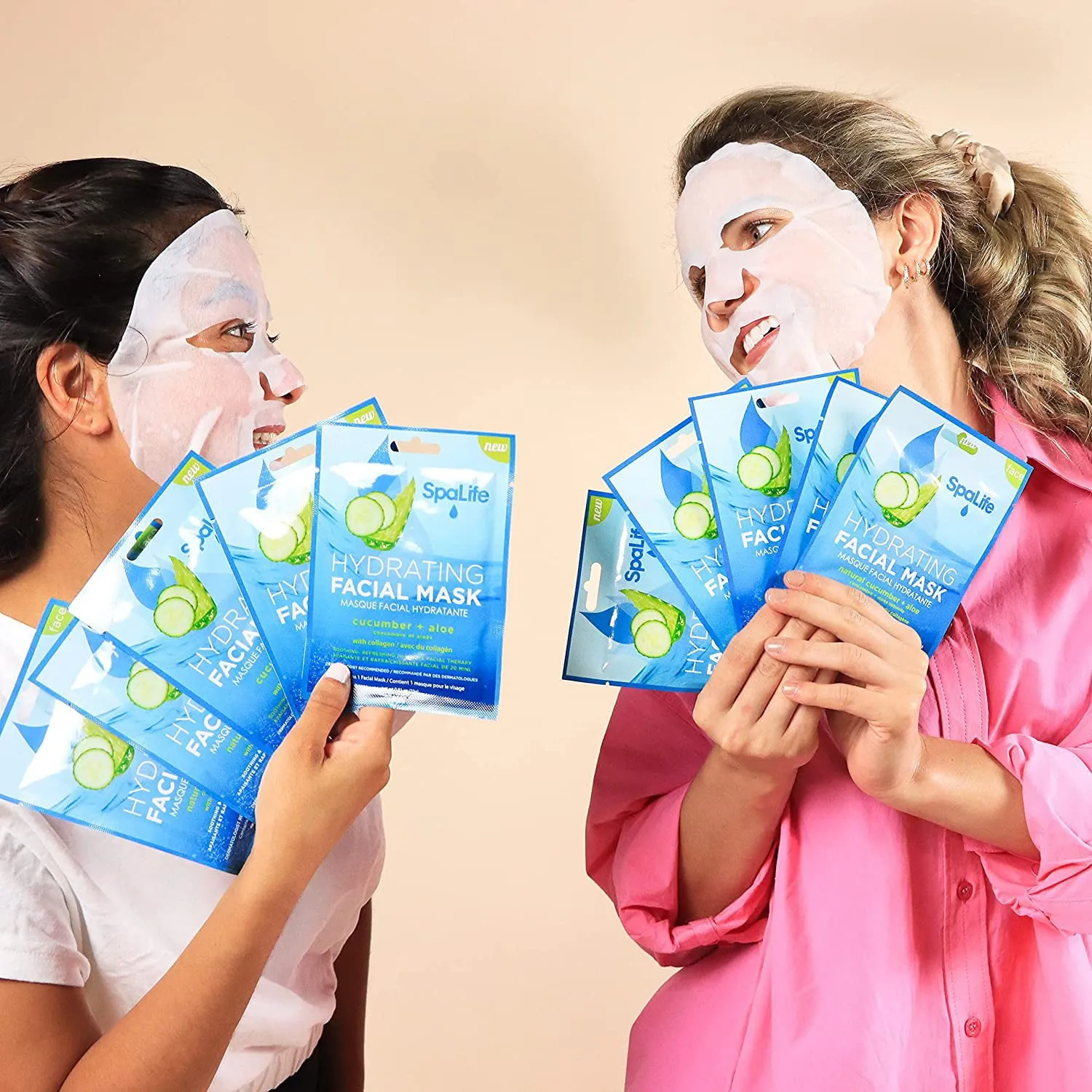 SpaLife Hydrating, Purifying, Anti-Aging, Detoxifying and Soothing Korean Facial Masks with Cucumber and Aloe, 10 Pack