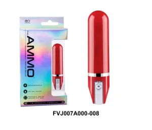 The Ammo 3.5" Glossy Rechargeable 10 Rhythms Vibrator Red