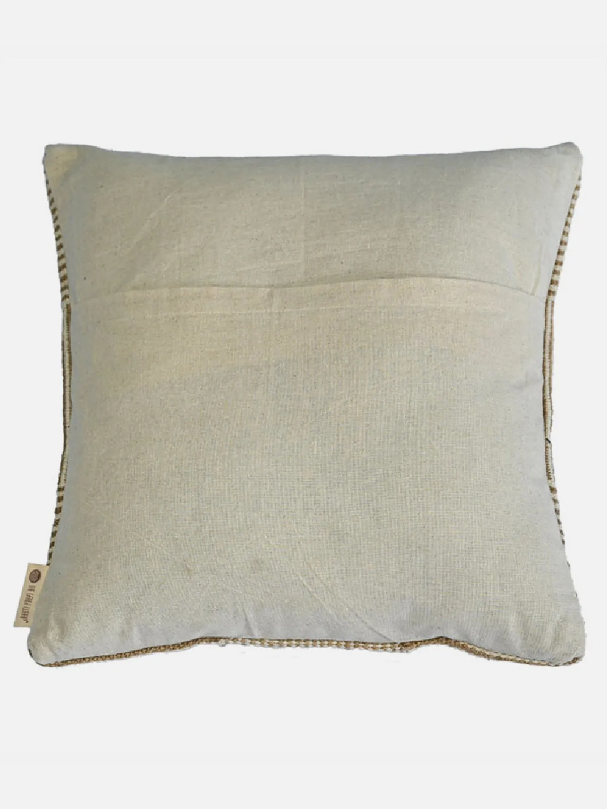 Undisturbed Woven Patch Cushion Cover White And Natural