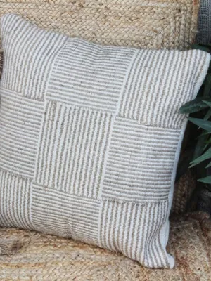 Undisturbed Woven Patch Cushion Cover White And Natural